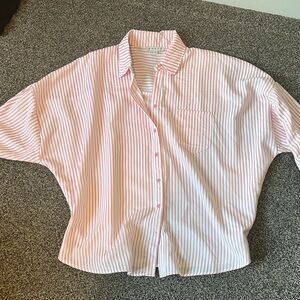 HYFVE Pink and White Striped Button Down Shirt
